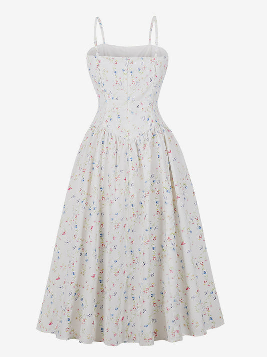 Floral Print Cami Strap Summer Swing Midi Dress For Women 2026