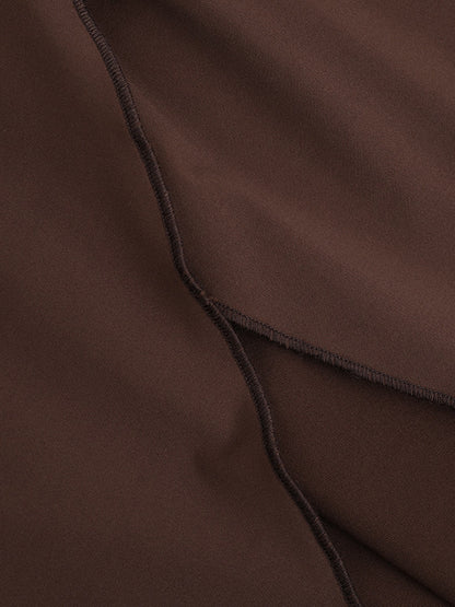 Halter Deep V Neck Maxi Dress For Women - Brown Slinky Ruched Backless Bodycon Gown - Summer Evening Party 2026