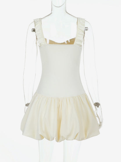 Bubble Hem Mini Dress For Women - Coquette Aesthetic Ruffle Corset Fit - Summer Beach Party Look 2026