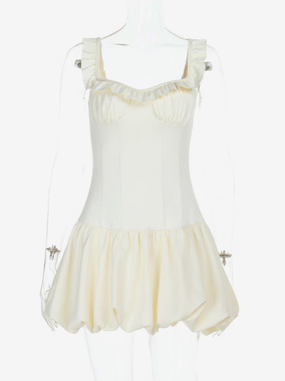 Bubble Hem Mini Dress For Women - Coquette Aesthetic Ruffle Corset Fit - Summer Beach Party Look 2026