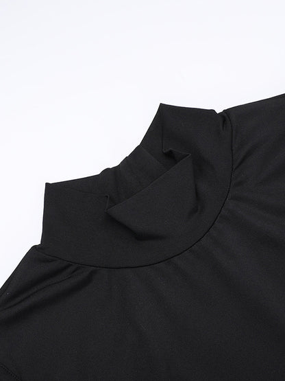 Backless Maxi Dress For Women - Butterfly Detail Mock Neck Black Bodycon Long Dress - Summer Night Out Clubwear 2026