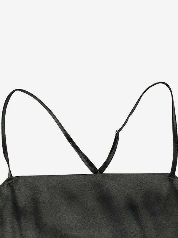 Satin Slip Mini Dress For Women - Sexy Black Sheer Lace Side Bodycon - Summer Night Out Clubwear 2026
