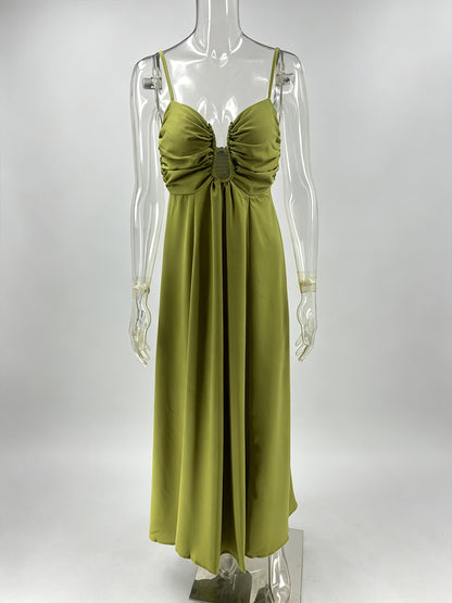 Sexy Cutout Maxi Dress For Women - Ruched Bust Spaghetti Strap Boho Flowy Sundress - Summer Beach Vacation 2026
