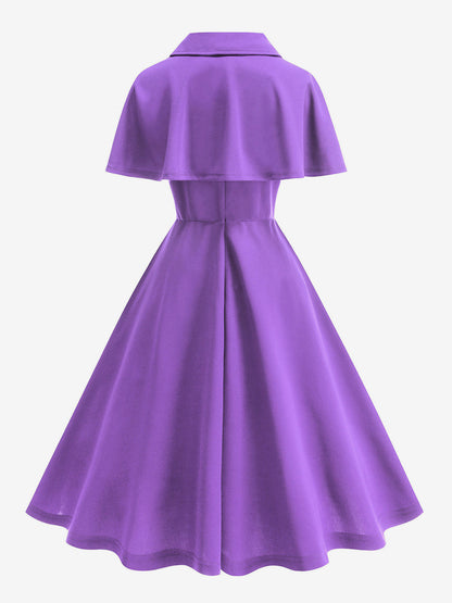 Vintage 1950s Midi Dress With Capelet For Women A-Line Swing Skater Dress - Summer Retro Party 2026