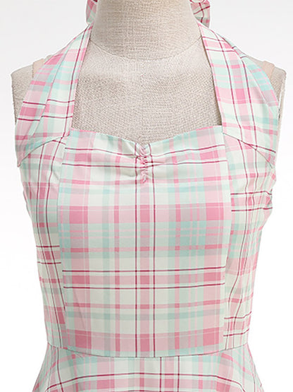 Chic Fitted Blue Plaid Gown With A Line Skirt Perfect For Summer Parties