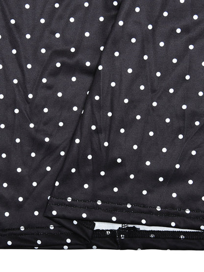 Chic Fitted Black Gown With Polka Dots Perfect For Casual Outings