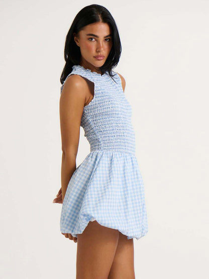 Date Night Mini Dresses Sleeveless Jewel Neck Elegant Pink Summer Dress