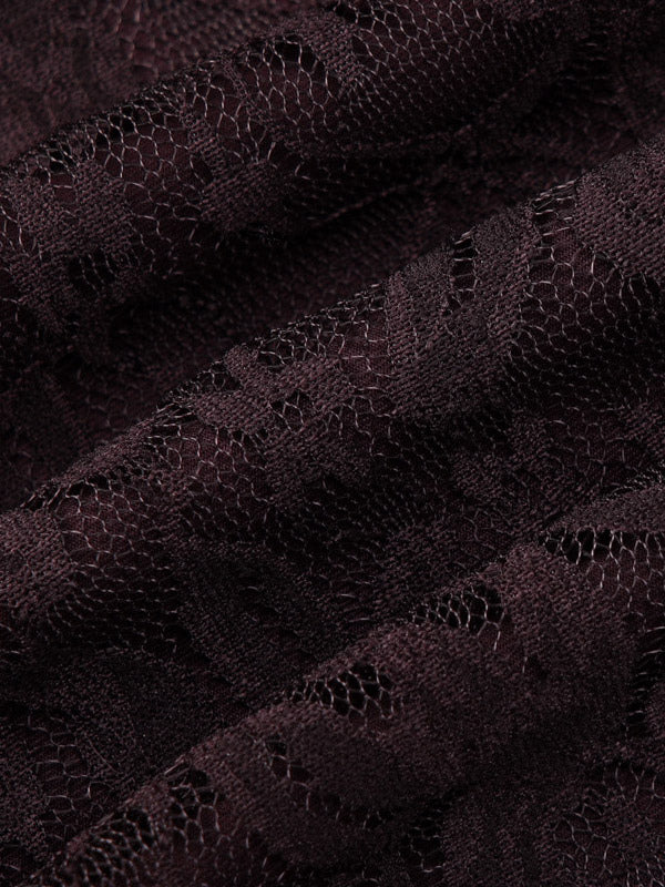 Deep Brown Ruched Lace Halter Mini Dress For Women Bold Casual Style