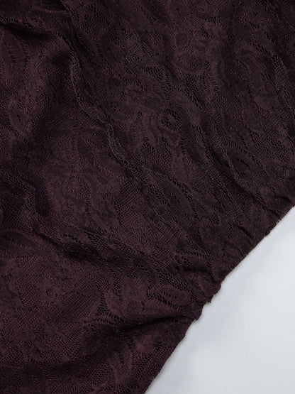 Deep Brown Ruched Lace Halter Mini Dress For Women Bold Casual Style