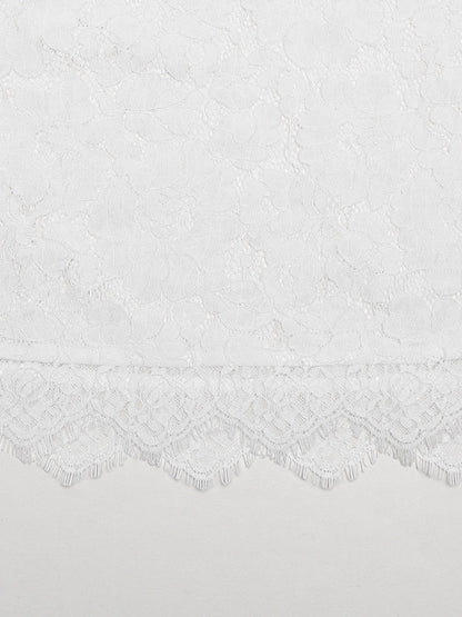 White Lace Panel Slip Maxi Dress For Women Elegant Evening Style