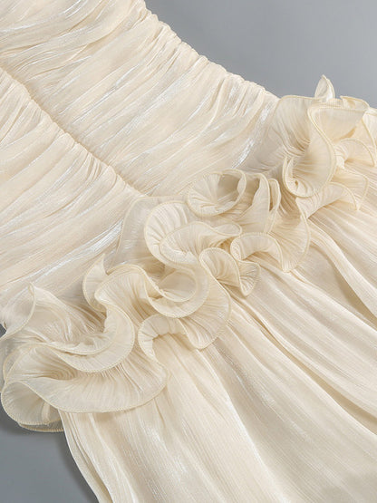 Party Dress Maxi Apricot Strapless Sleeveless Backless Chic Semi Formal Gown