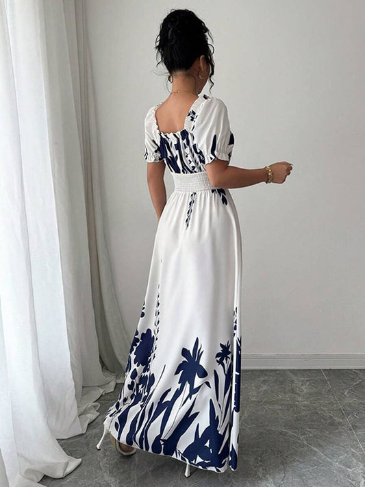 Floral Print Square Neck Maxi Dress For Women Elegant Summer Ready