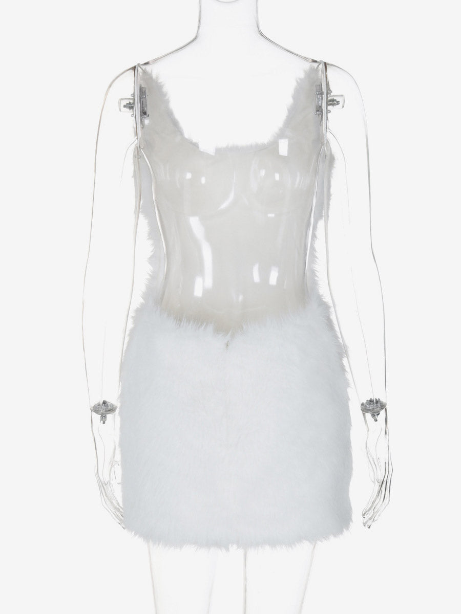 Night Out Dresses White Polyester Sleeveless Straps Neck Summer Dress