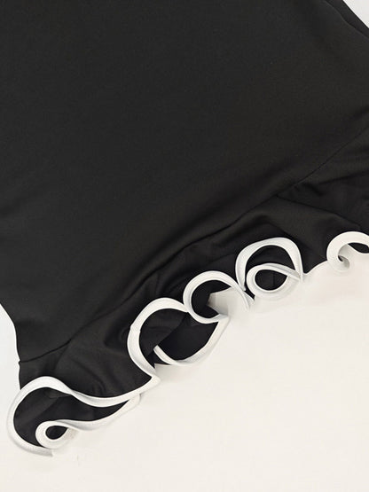 Date Night Dresses Mini Sleeveless Jewel Neck Sexy Black Dress