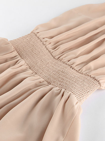 Daily Dresses Mini Khaki Sleeveless Backless High Collar Natural Waist Dress