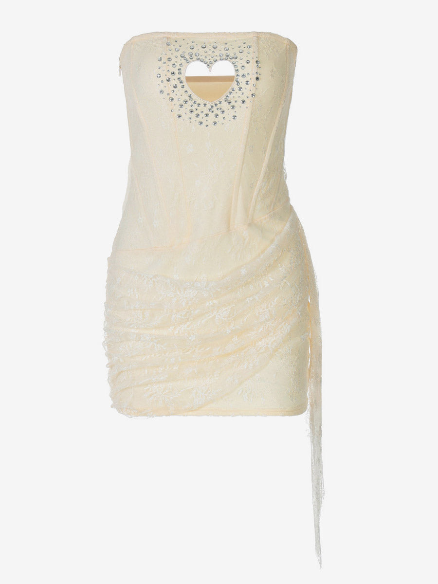Night Out Dresses Apricot Polyester Hearts Pattern Sleeveless Strapless Summer Dress