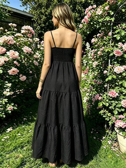Vacation Dresses Maxi Backless Pleated Sleeveless Straps Neck Chic Light Sky Blue Dress