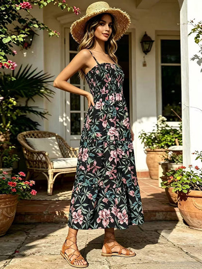 Vacation Dresses Maxi Backless Pleated Sleeveless Straps Neck Chic Light Sky Blue Dress