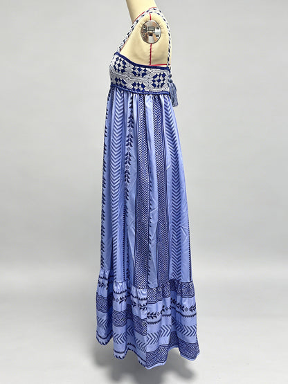 Vacation Dresses Open Shoulder Knitted Sleeveless Patchwork Straps Neck Chic Peach Dress