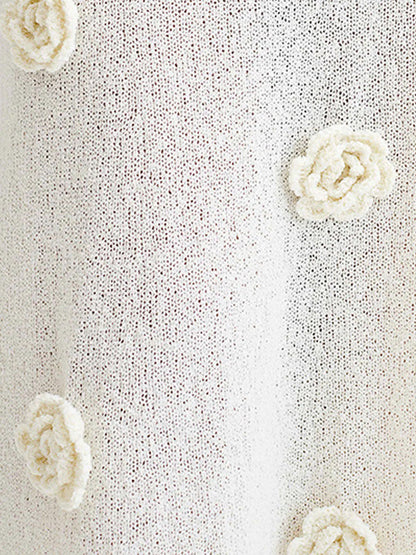 Party Dresses Shaping Flower Flowers Long Sleeves Off-The-Shoulder Casual White Dress