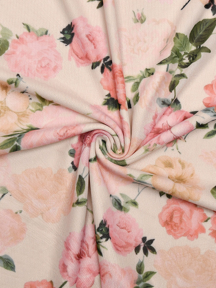 Party Dress Maxi Pink Straps Neck Sleeveless Printed Sexy Semi Formal Dress
