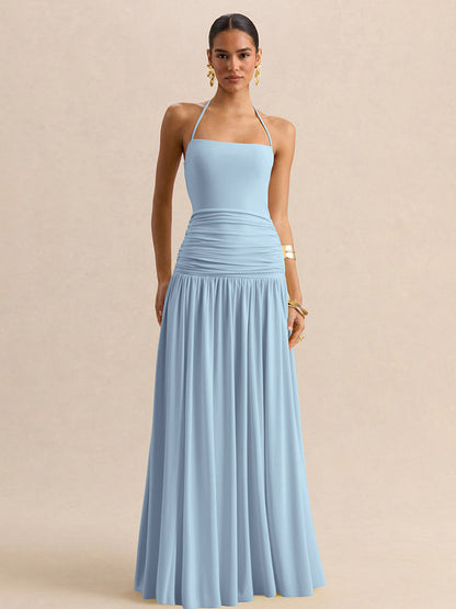 Party Dresses Yellow Straps Neck Short Sleeves Sexy Semi Formal Dress