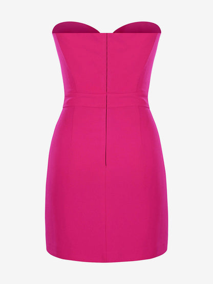 Date Night Dresses Mini Backless Bows Zipper Sleeveless Strapless Elegant Rose Dress