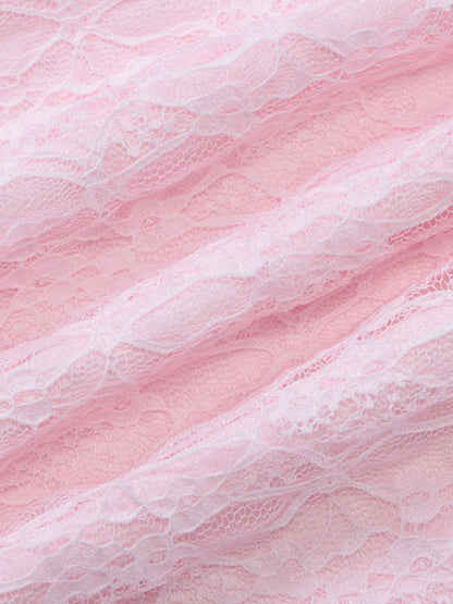 Party Dress Maxi Pink Off-The-Shoulder Lace Long Sleeves Pleated Chic Semi Formal Dress