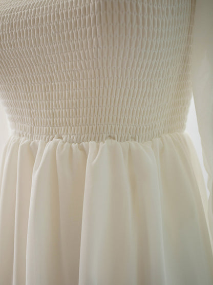 Daily Dresses Maxi Woman's Dress Long Sleeves Square Neck High Rise Waist Academic White Dress