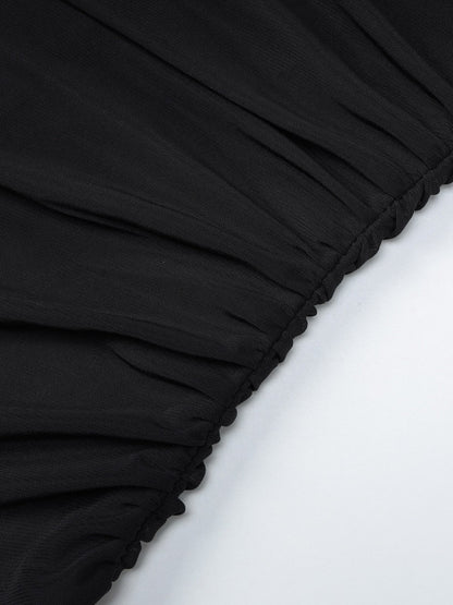 Party Dresses Black Halter Sweetheart Ruched Split Midi Dress Night Club City Outfit