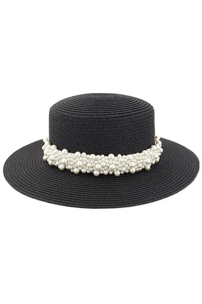 Pearl Embellished Beach Hat