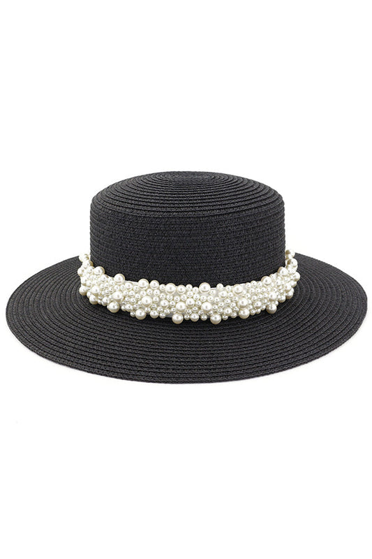 Pearl Embellished Beach Hat