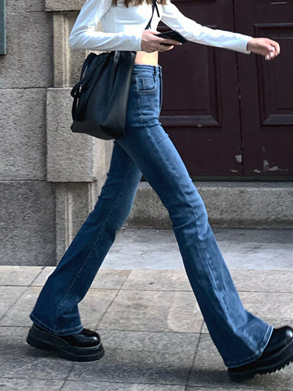 Vintage Blue Wash High Rise Slim Flare Jeans