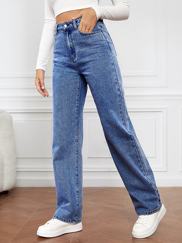 Stretch Washed Fashionable Straight Leg Boyfriend Jeans