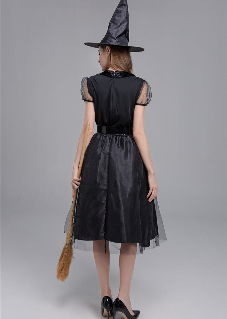 Midnight Enchantress - Women’s Black Witch Costume Dress with Hat and Accessories