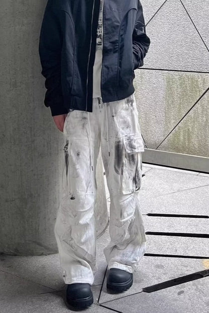 White Tie Dye Floor Length Pants