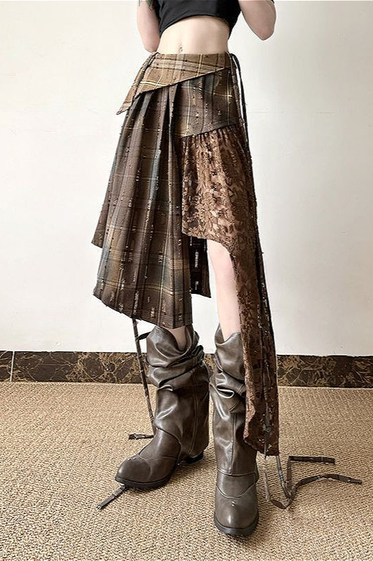 Wasteland Subculture Irregular Lace Skirt