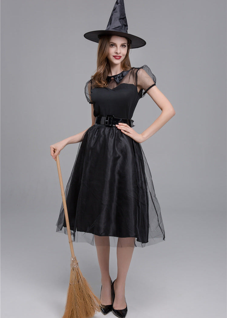Midnight Enchantress - Women’s Black Witch Costume Dress with Hat and Accessories