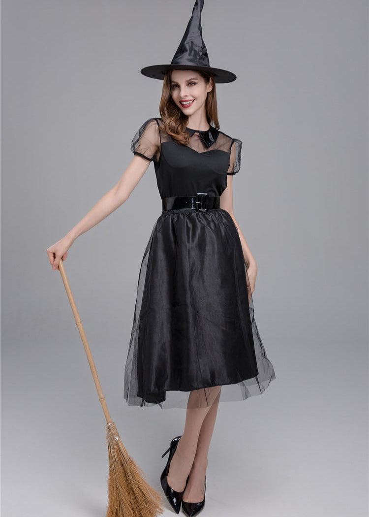 Midnight Enchantress - Women’s Black Witch Costume Dress with Hat and Accessories