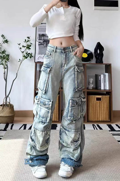 Vaqueros de paracaidista con degradado de carga