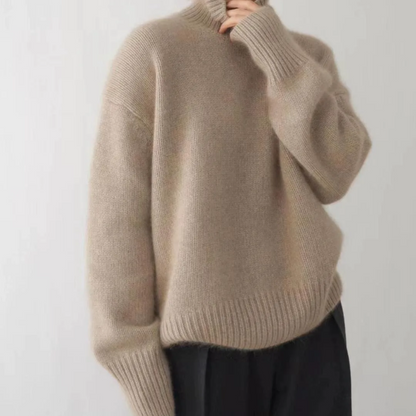 Jersey de punto de cuello alto de corte holgado para mujer | Ideal para otoño/invierno