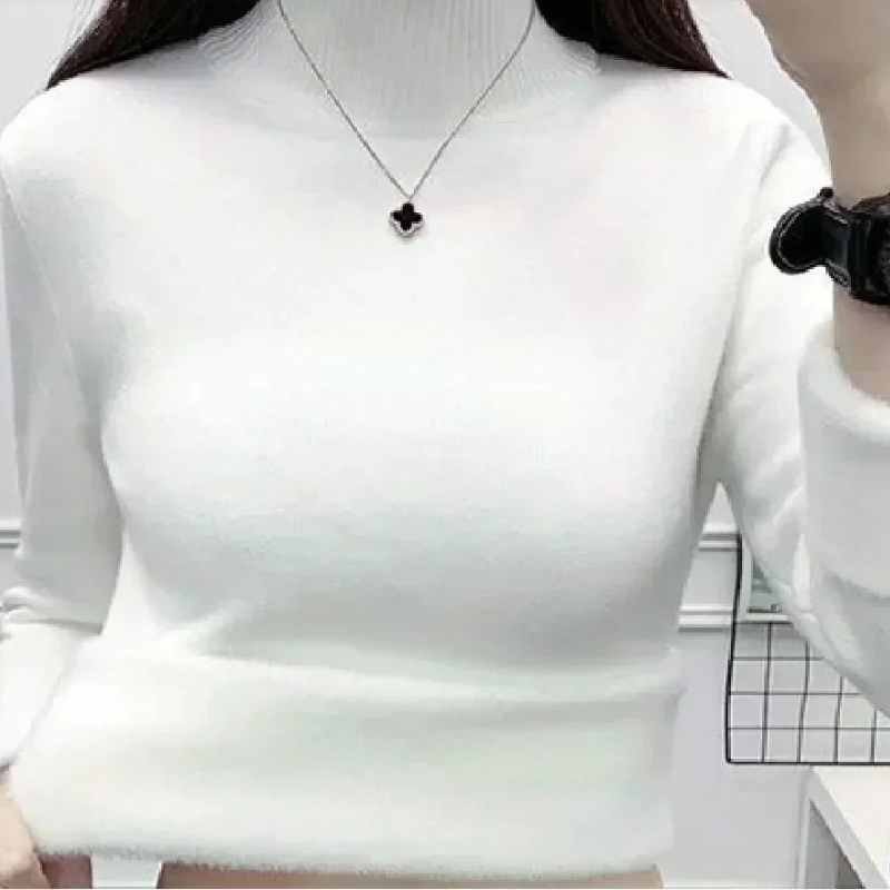 Jersey de cuello alto de polar suave para mujer | Ideal para otoño/invierno