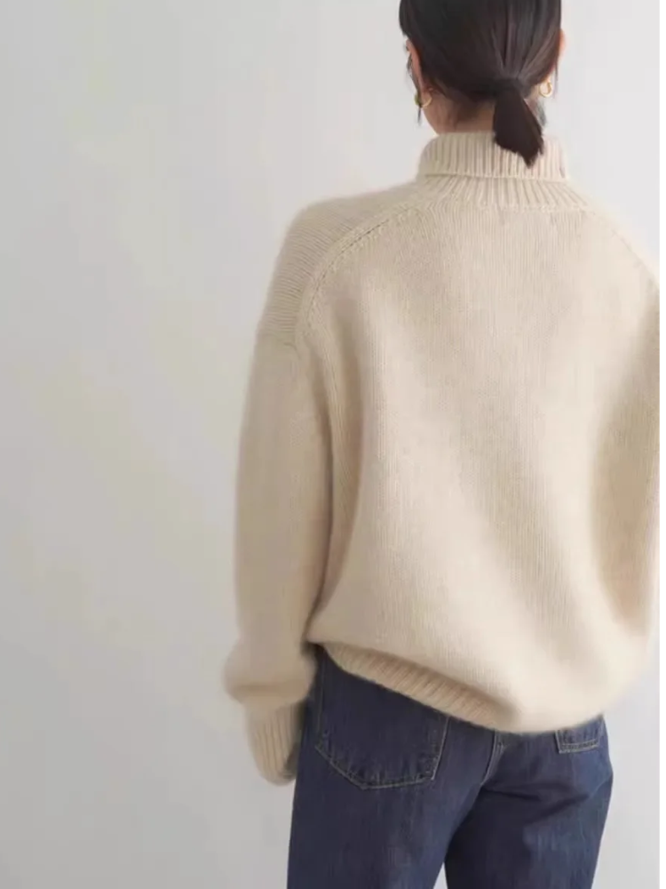 Jersey de cuello alto transpirable de gran tamaño para mujer | Ideal para otoño/invierno