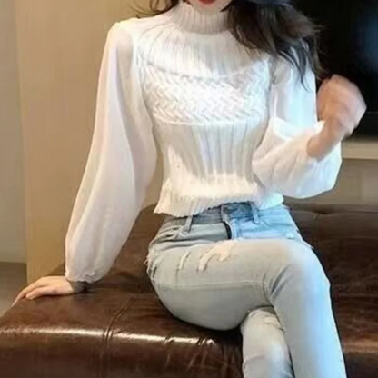 Chaleco de punto moderno para mujer con mangas transparentes | Ideal para otoño/invierno
