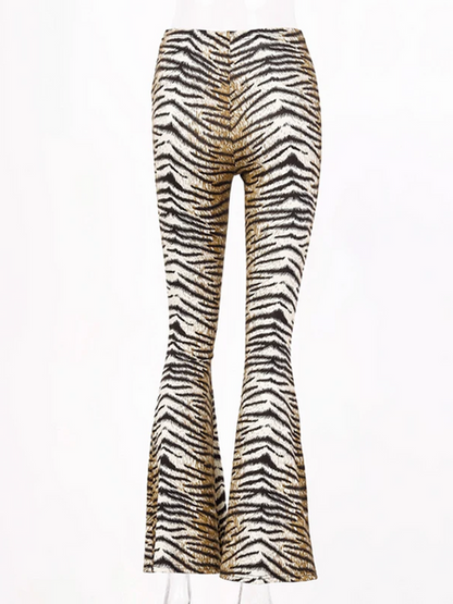 Women's Stylish Leopard Print High Waisted Flared Pants | Ideal for Everyday Wear