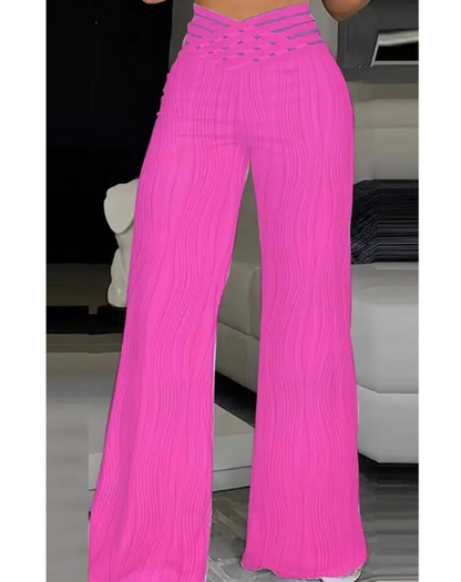 Women's Office Style High Waisted Wide Leg Flared Trousers | Ideal for All Seasons