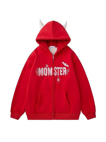 Street Spider Embroidered Devil Styling Oversized Hoodie