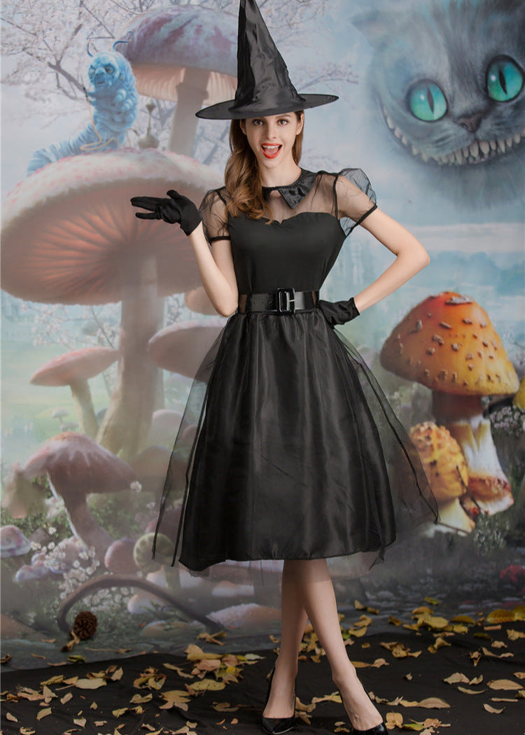 Midnight Enchantress - Women’s Black Witch Costume Dress with Hat and Accessories