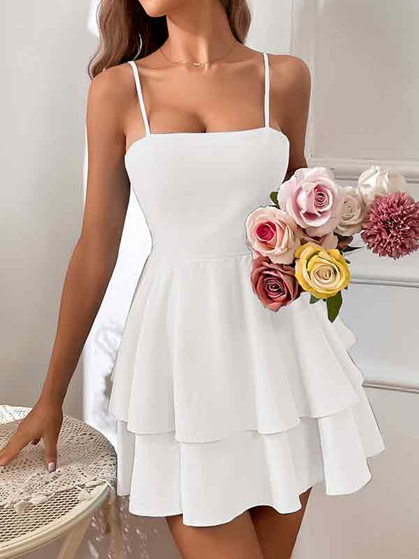 Backless Bow Tie Straps Mini Dress