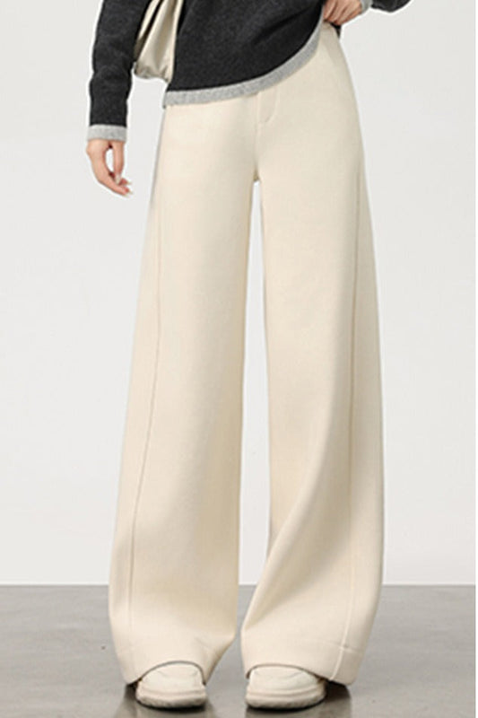 Fleece Lined Wool Blend Knit Pants